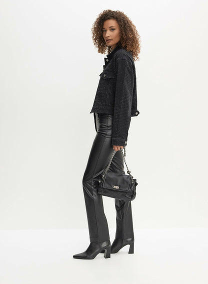 Women Vegan Leather Straight Leg Pants Black | Melanie Lyne