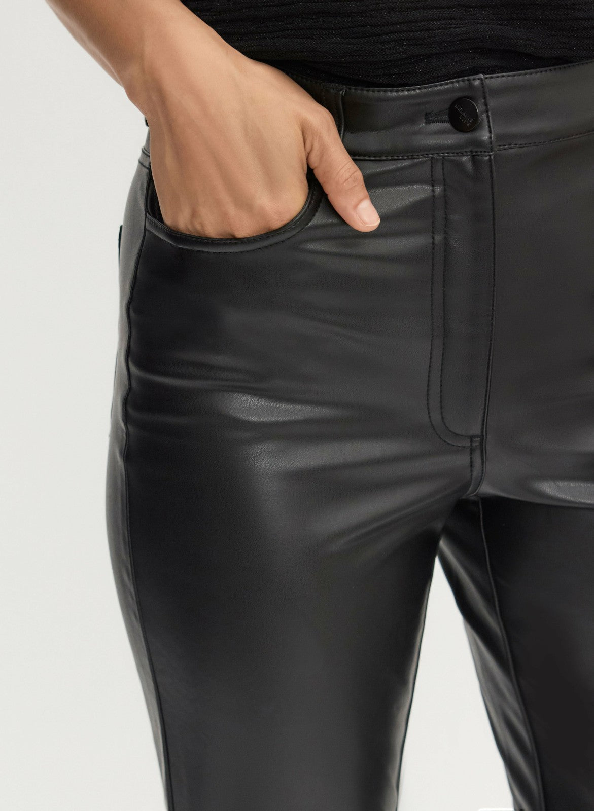 Women Vegan Leather Straight Leg Pants Black | Melanie Lyne