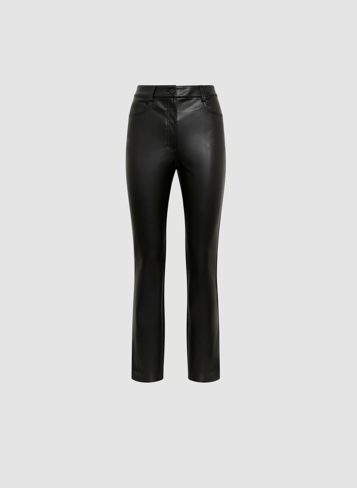 Women Vegan Leather Straight Leg Pants Black | Melanie Lyne
