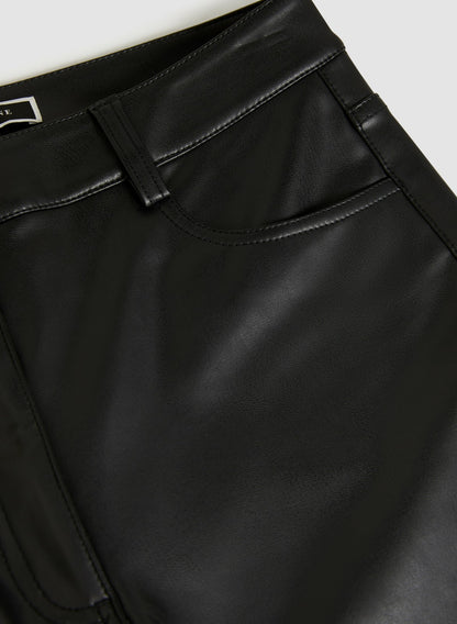 Women Vegan Leather Straight Leg Pants Black | Melanie Lyne