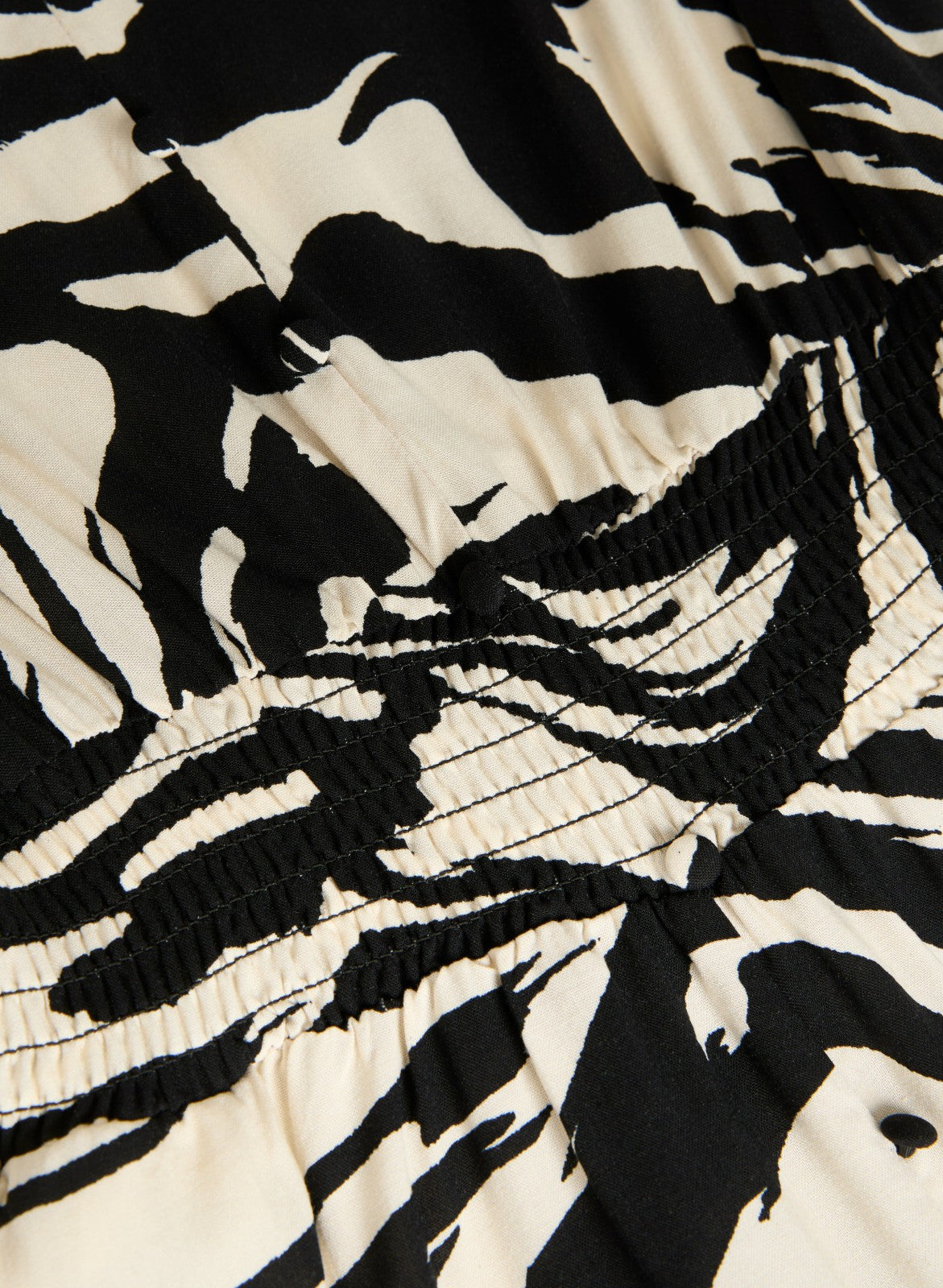 Women Animal Print Smocked Waist Dress Black & White | Melanie Lyne