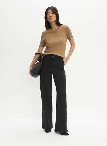 Women Wide Leg Jeans Black | Melanie Lyne