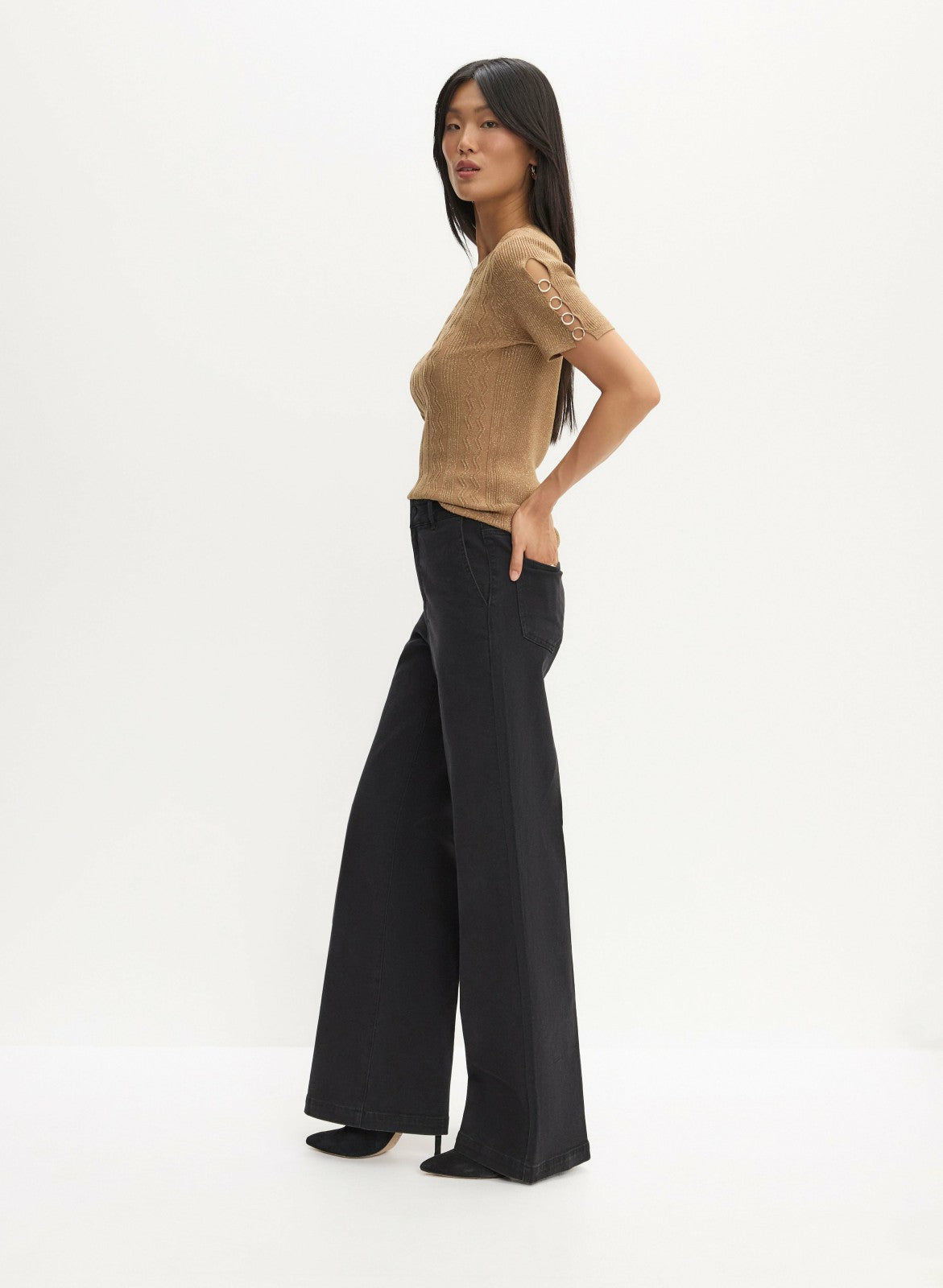 Women Wide Leg Jeans Black | Melanie Lyne