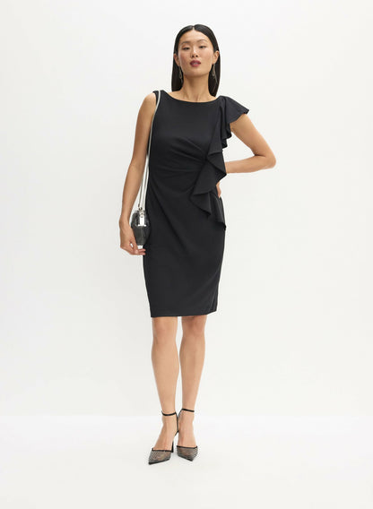 Women Asymmetric Ruffle Detail Dress Black | Melanie Lyne