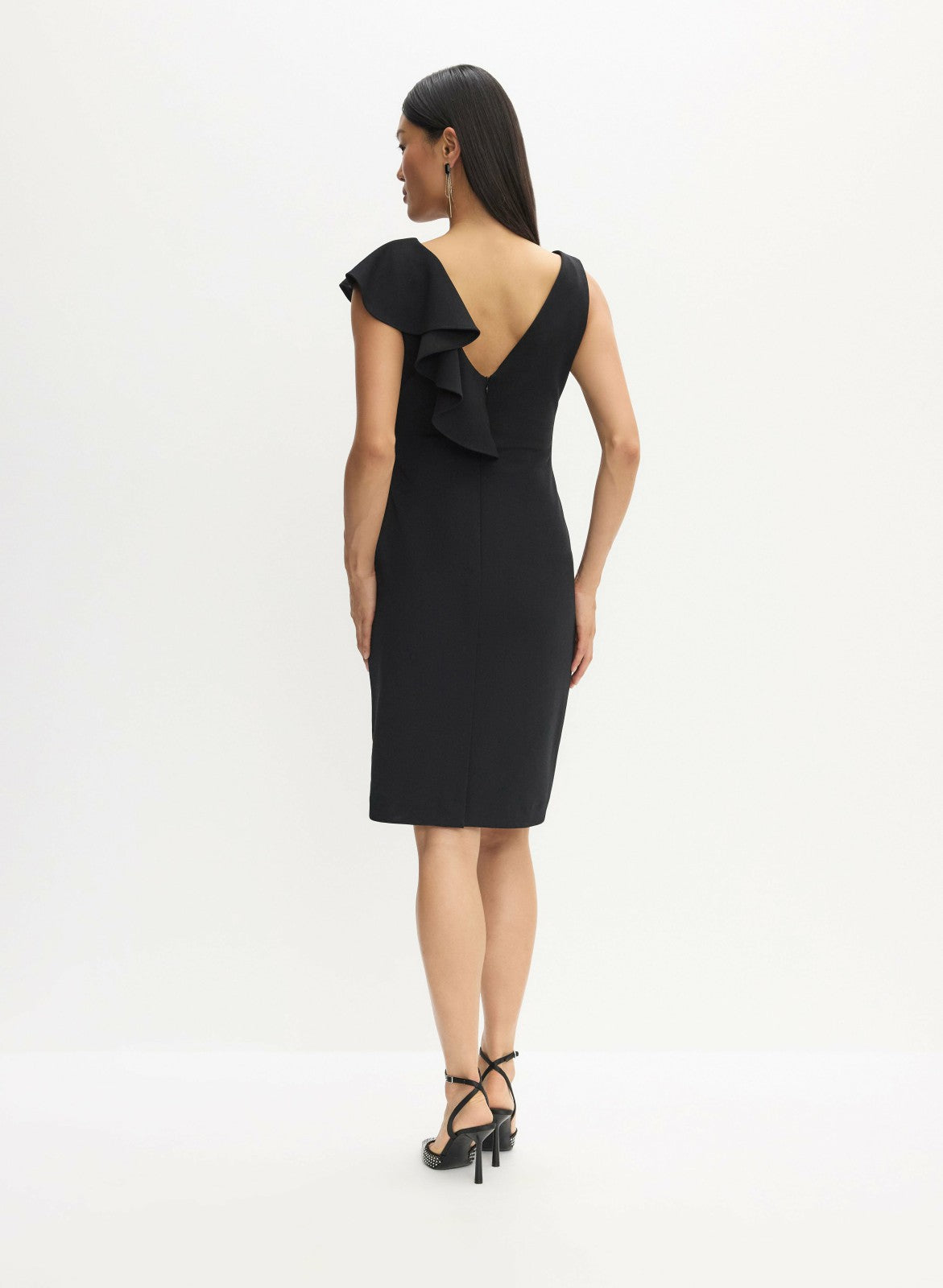 Women Asymmetric Ruffle Detail Dress Black | Melanie Lyne