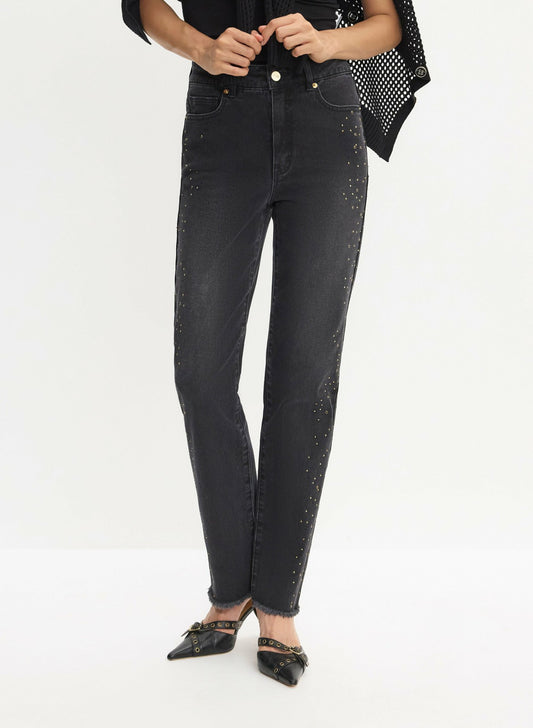Women Embellished Straight Leg Jeans Black | Melanie Lyne
