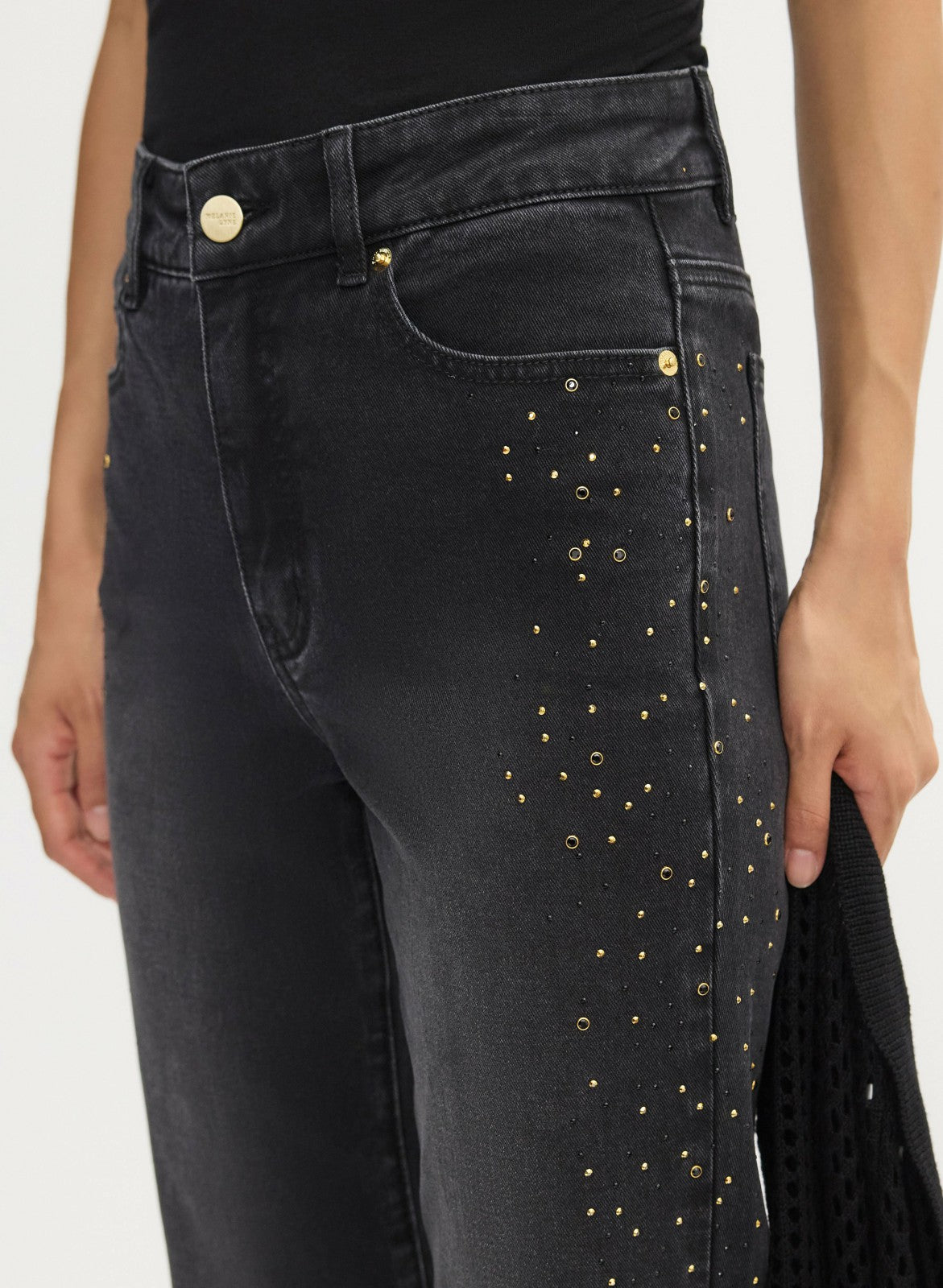 Women Embellished Straight Leg Jeans Black | Melanie Lyne