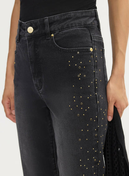 Women Embellished Straight Leg Jeans Black | Melanie Lyne
