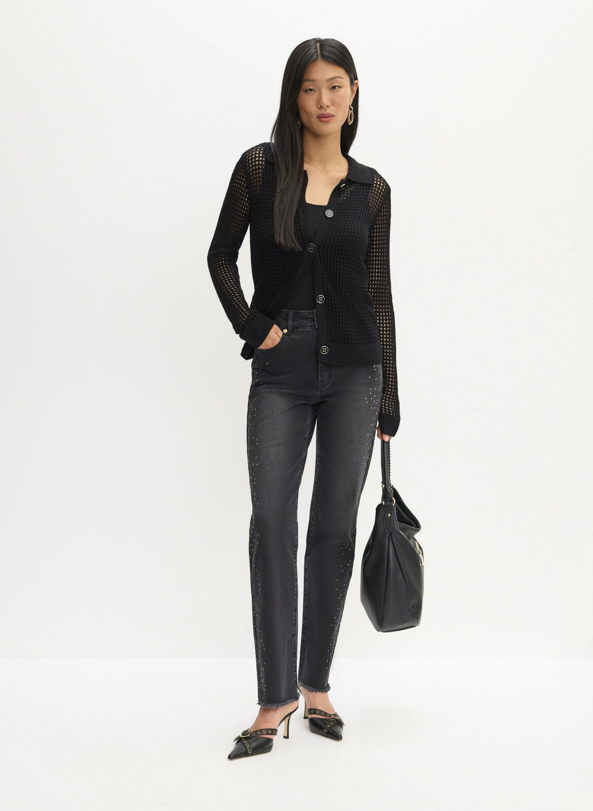Women Embellished Straight Leg Jeans Black | Melanie Lyne