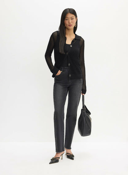 Women Embellished Straight Leg Jeans Black | Melanie Lyne