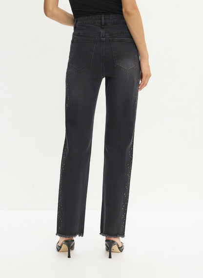 Women Embellished Straight Leg Jeans Black | Melanie Lyne
