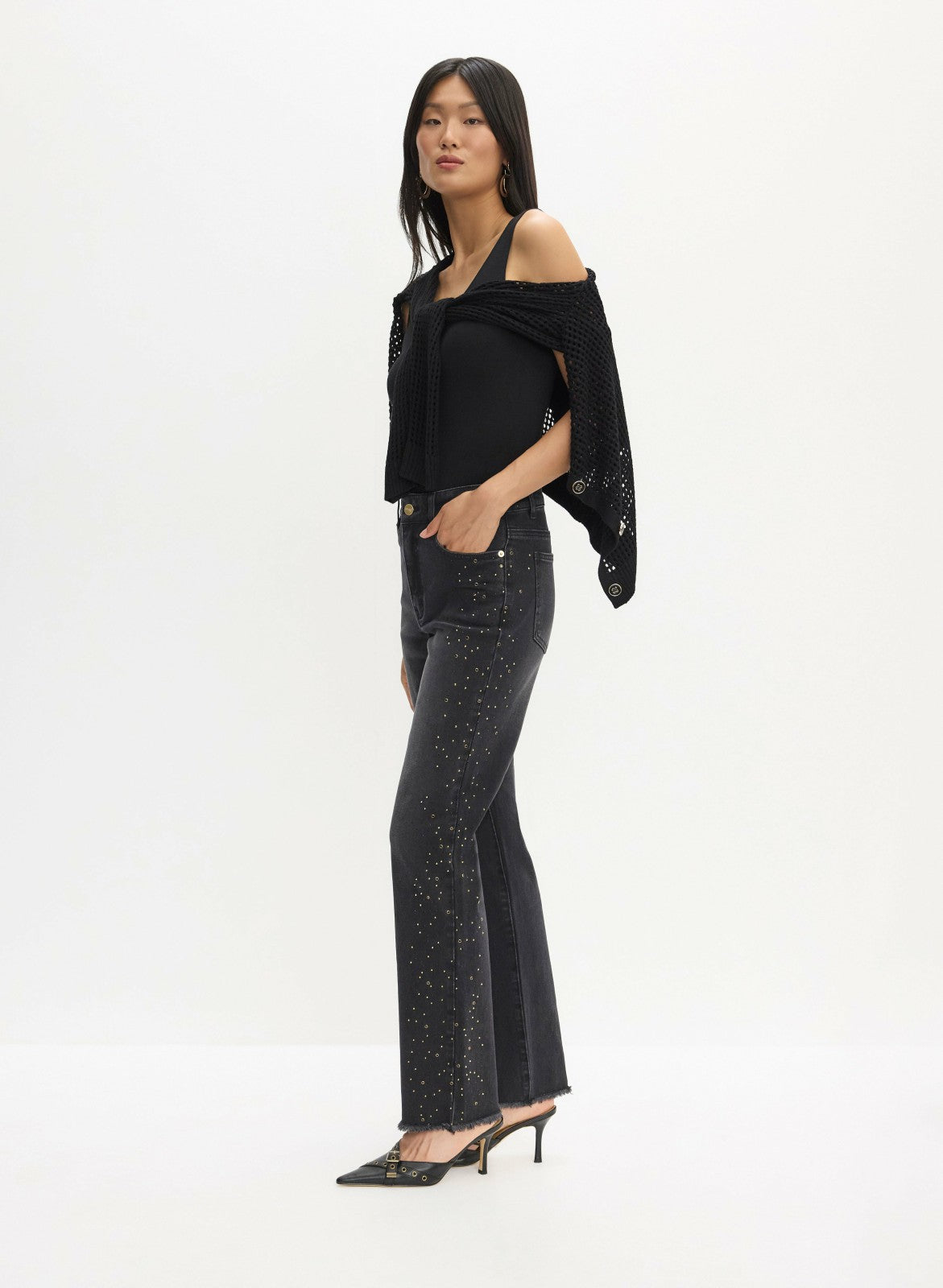 Women Embellished Straight Leg Jeans Black | Melanie Lyne