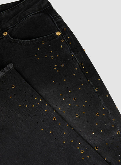 Women Embellished Straight Leg Jeans Black | Melanie Lyne