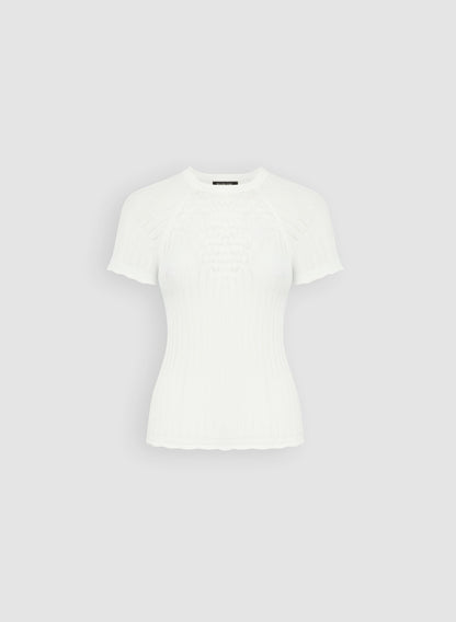 Women Pointelle Knit Pullover Sweater Ivory | Melanie Lyne