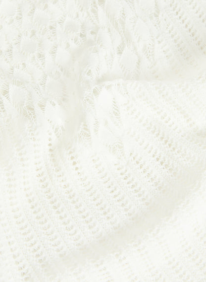 Women Pointelle Knit Pullover Sweater Ivory | Melanie Lyne