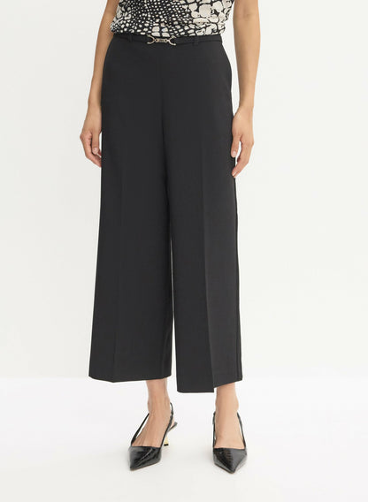 Women Belted Wide Leg Culotte Pants Black | Melanie Lyne
