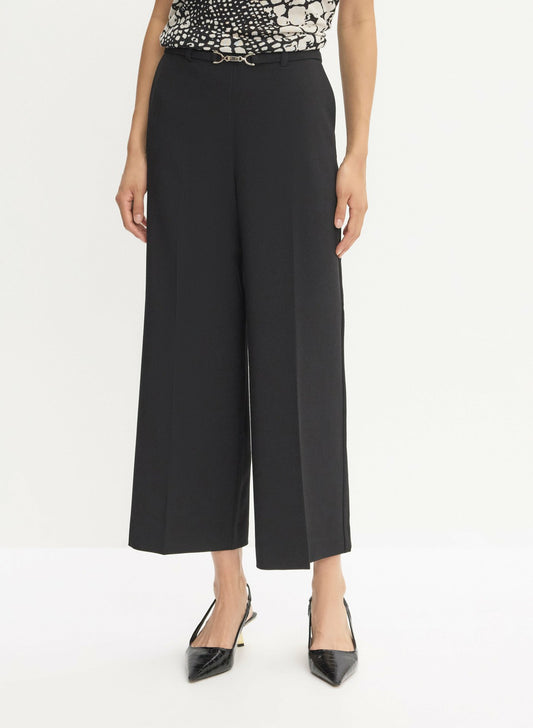 Women Belted Wide Leg Culotte Pants Black | Melanie Lyne