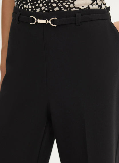 Women Belted Wide Leg Culotte Pants Black | Melanie Lyne