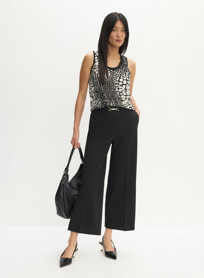 Women Belted Wide Leg Culotte Pants Black | Melanie Lyne