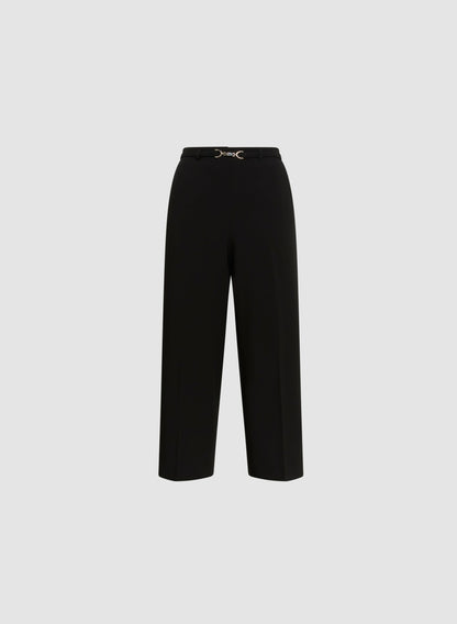 Women Belted Wide Leg Culotte Pants Black | Melanie Lyne
