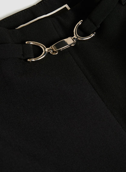 Women Belted Wide Leg Culotte Pants Black | Melanie Lyne