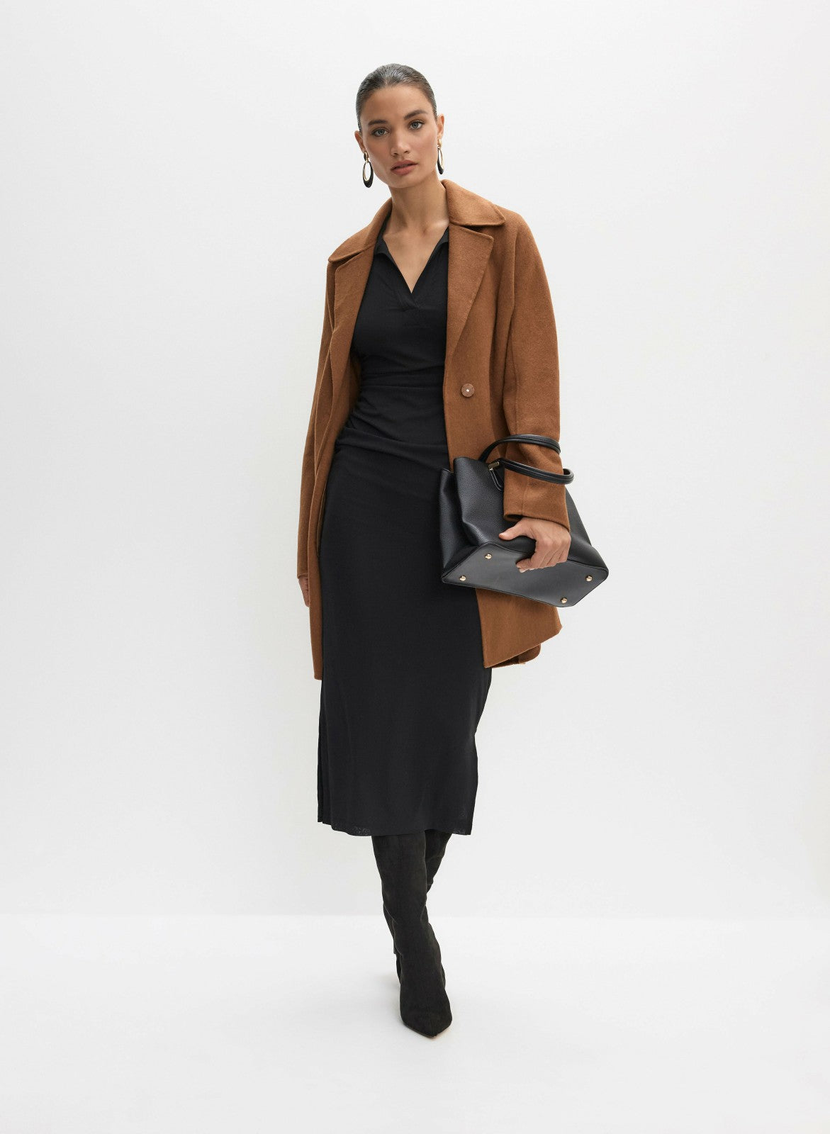 Women Notch Collar Wool-Blend Coat Cognac | Melanie Lyne