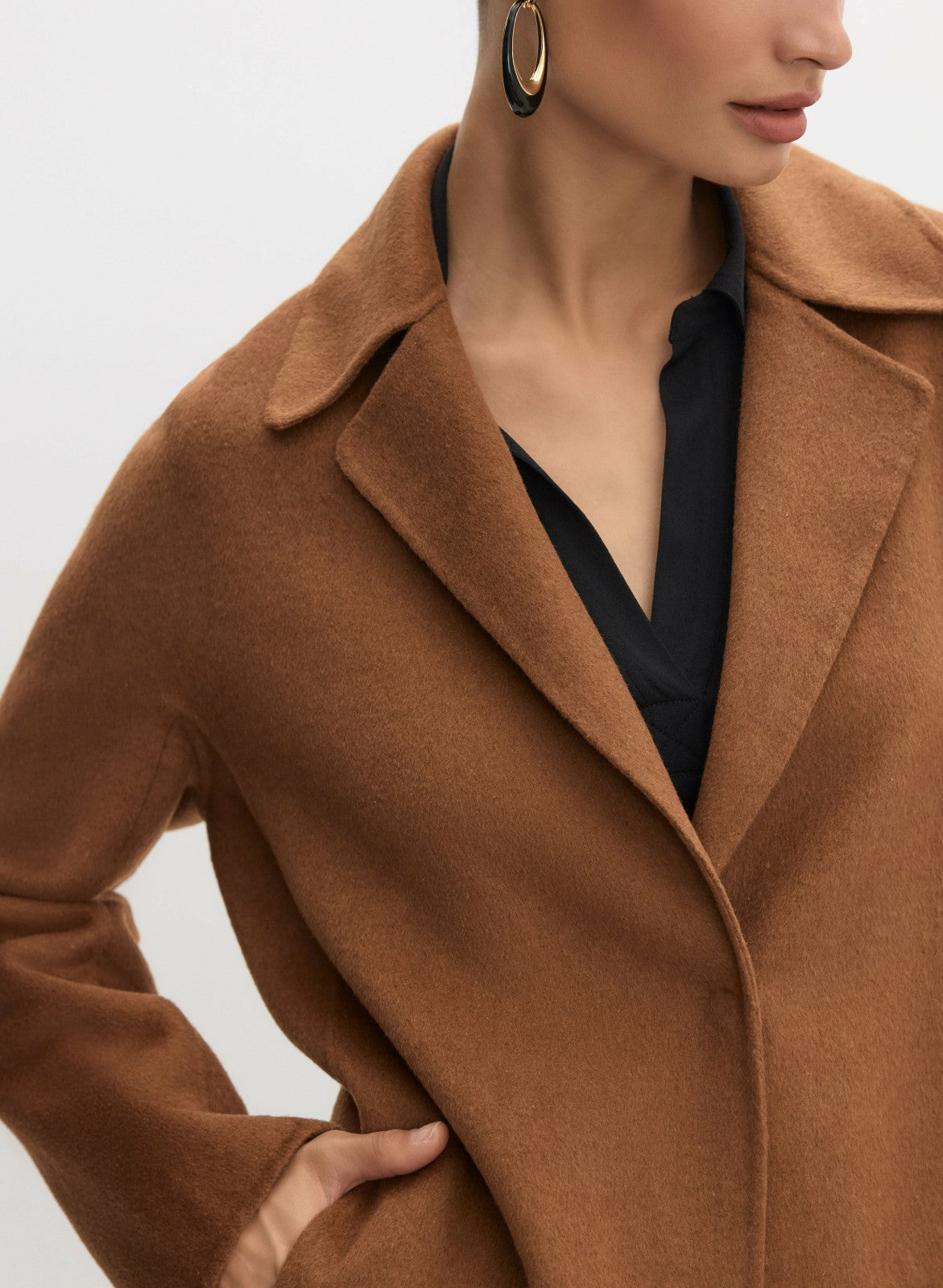 Women Notch Collar Wool-Blend Coat Cognac | Melanie Lyne
