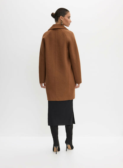 Women Notch Collar Wool-Blend Coat Cognac | Melanie Lyne