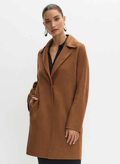 Women Notch Collar Wool-Blend Coat Cognac | Melanie Lyne