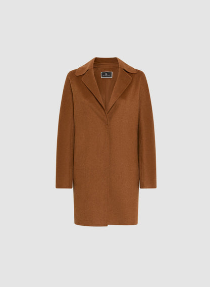Women Notch Collar Wool-Blend Coat Cognac | Melanie Lyne