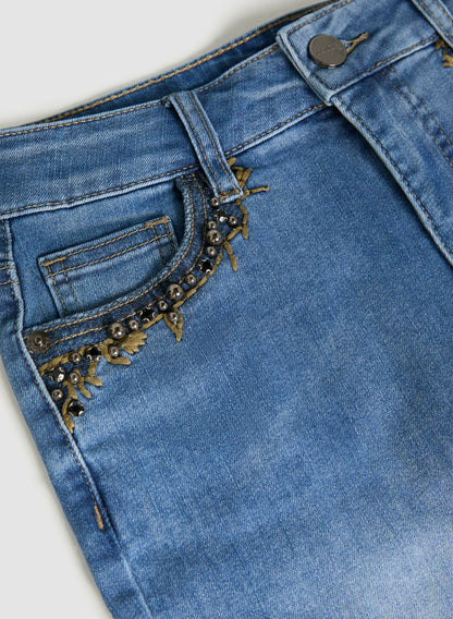 Women Essential Bead Embellished Jeans Dark Blue | Melanie Lyne