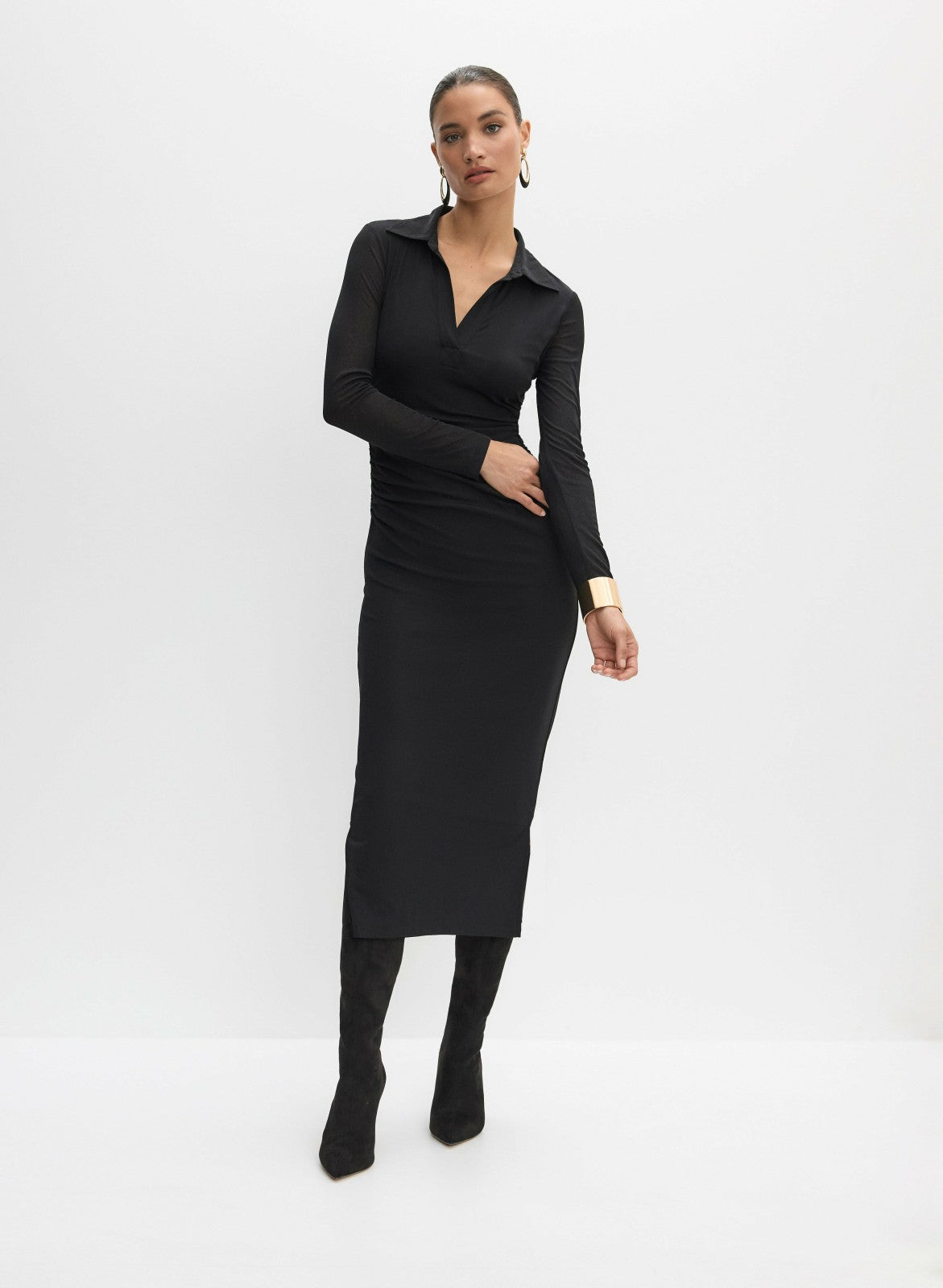 Women Column Shirt Dress Black | Melanie Lyne