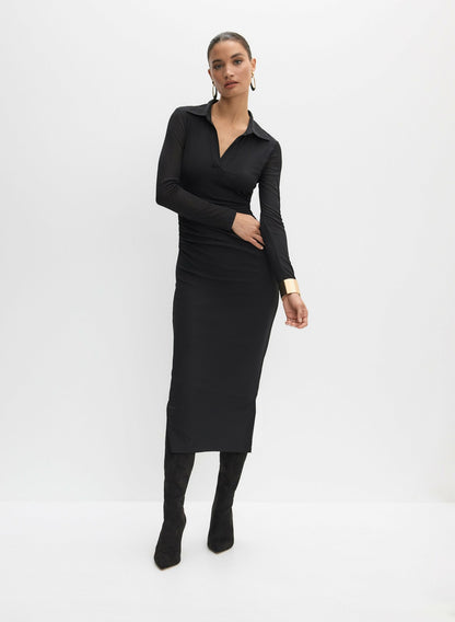 Women Column Shirt Dress Black | Melanie Lyne