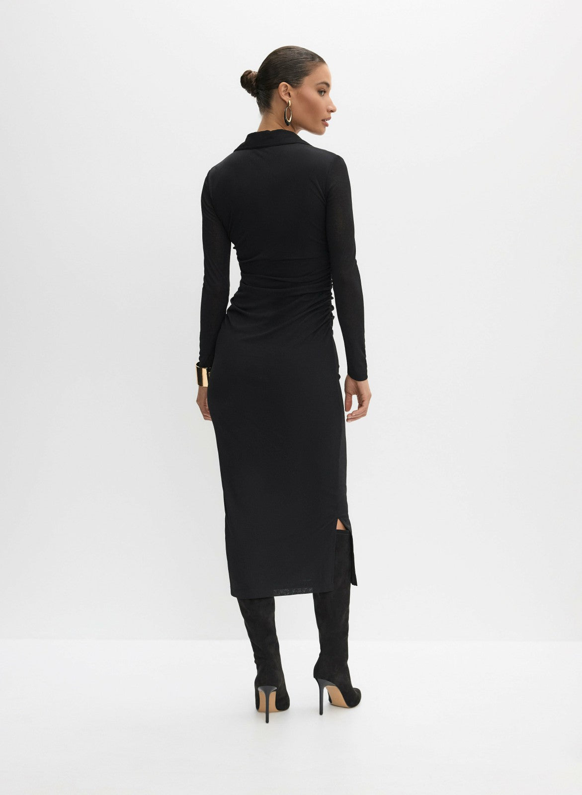 Women Column Shirt Dress Black | Melanie Lyne