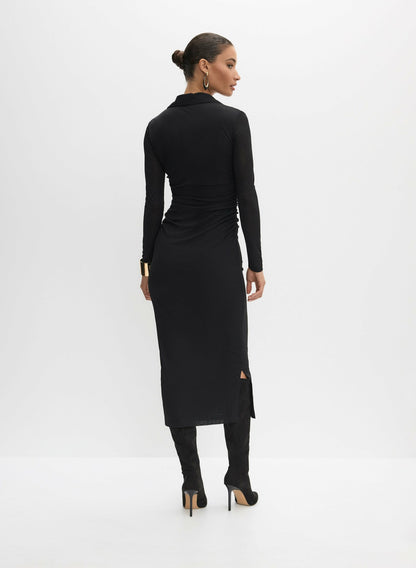 Women Column Shirt Dress Black | Melanie Lyne