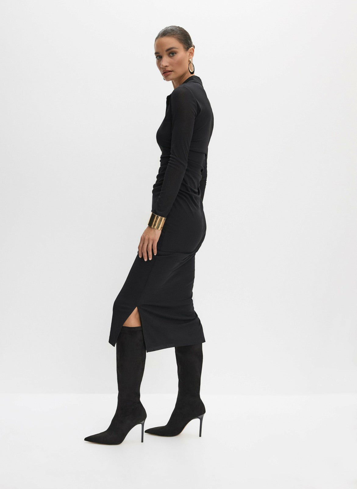 Women Column Shirt Dress Black | Melanie Lyne