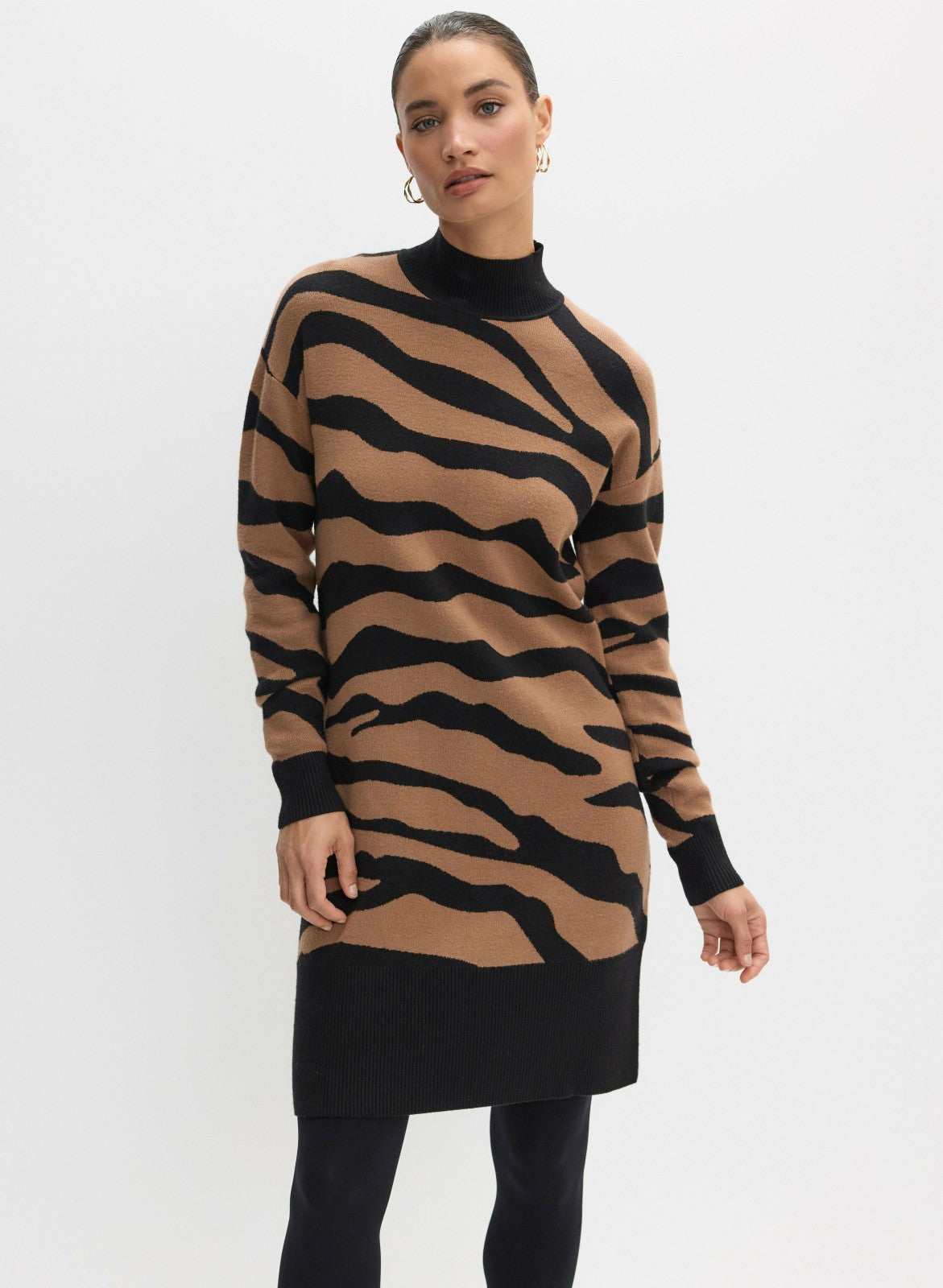 Women Animal Jacquard Knit Dress Brown Pattern | Melanie Lyne