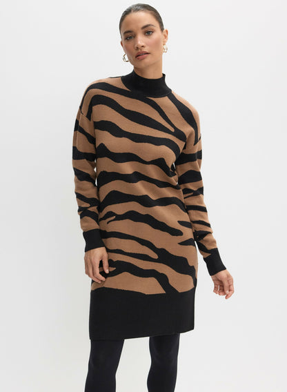 Women Animal Jacquard Knit Dress Brown Pattern | Melanie Lyne