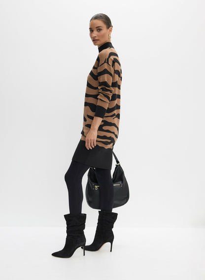 Women Animal Jacquard Knit Dress Brown Pattern | Melanie Lyne