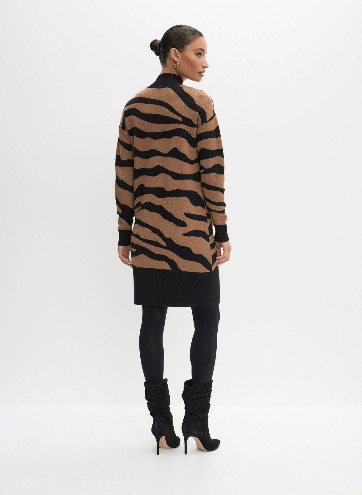 Women Animal Jacquard Knit Dress Brown Pattern | Melanie Lyne
