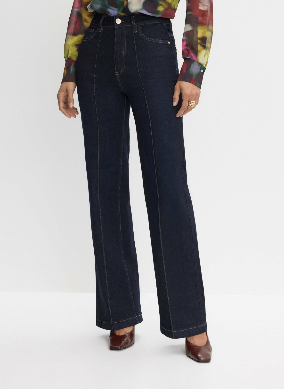 Women Pintuck Detail Trouser Jeans Dark Stone Blue | Melanie Lyne