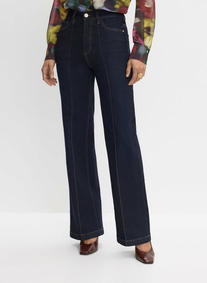 Women Pintuck Detail Trouser Jeans Dark Stone Blue | Melanie Lyne
