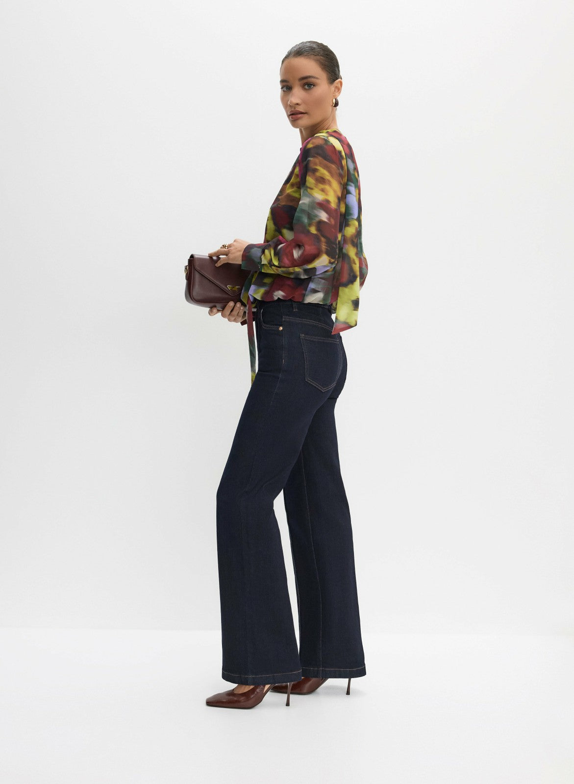 Women Pintuck Detail Trouser Jeans Dark Stone Blue | Melanie Lyne