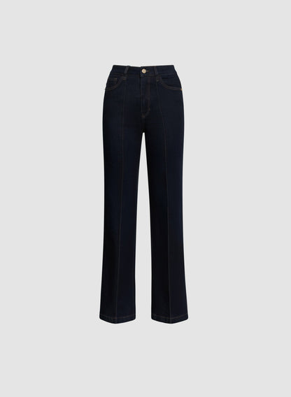 Women Pintuck Detail Trouser Jeans Dark Stone Blue | Melanie Lyne