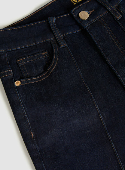 Women Pintuck Detail Trouser Jeans Dark Stone Blue | Melanie Lyne