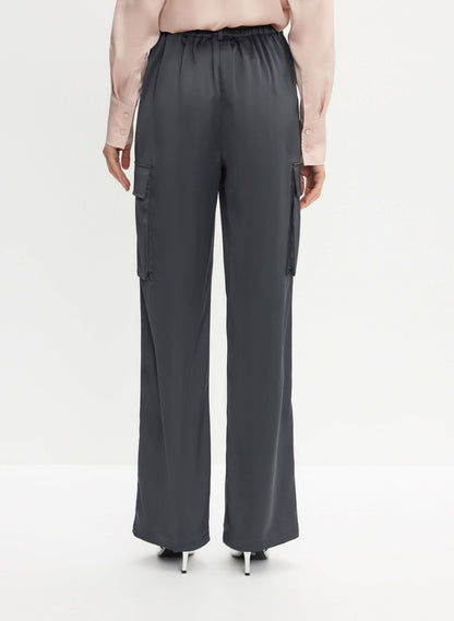 Women Satin Wide-Leg Cargo Pants Storm | Melanie Lyne