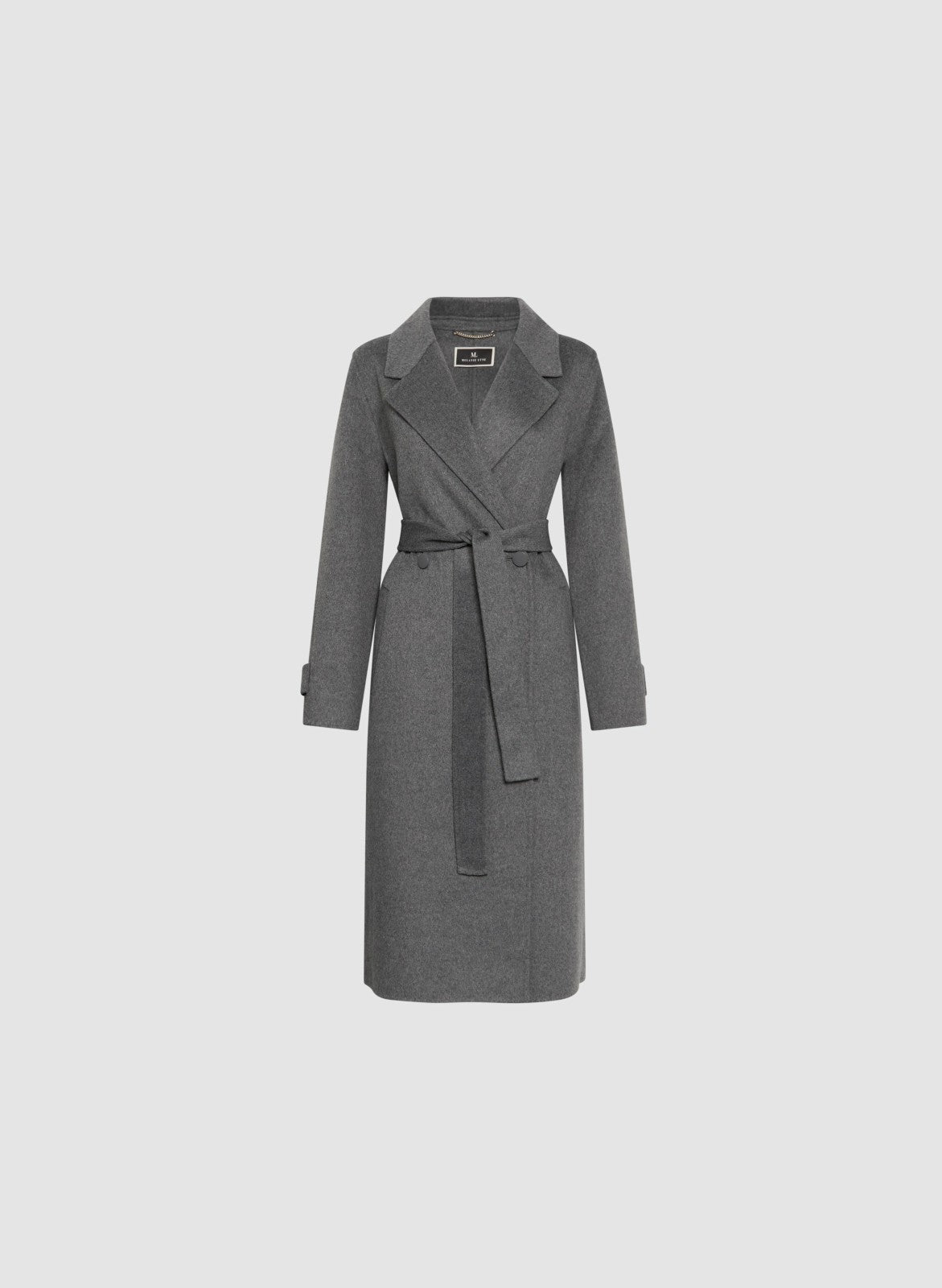 Women Belted Wool-Blend Coat Sky Grey Mix | Melanie Lyne
