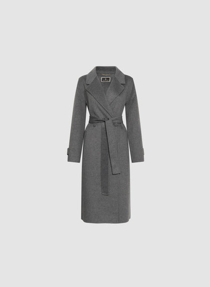 Women Belted Wool-Blend Coat Sky Grey Mix | Melanie Lyne