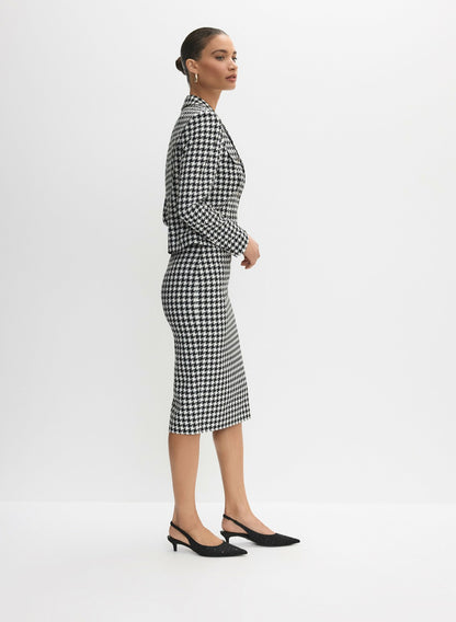 Women Houndstooth Print Pencil Skirt Black & White | Melanie Lyne