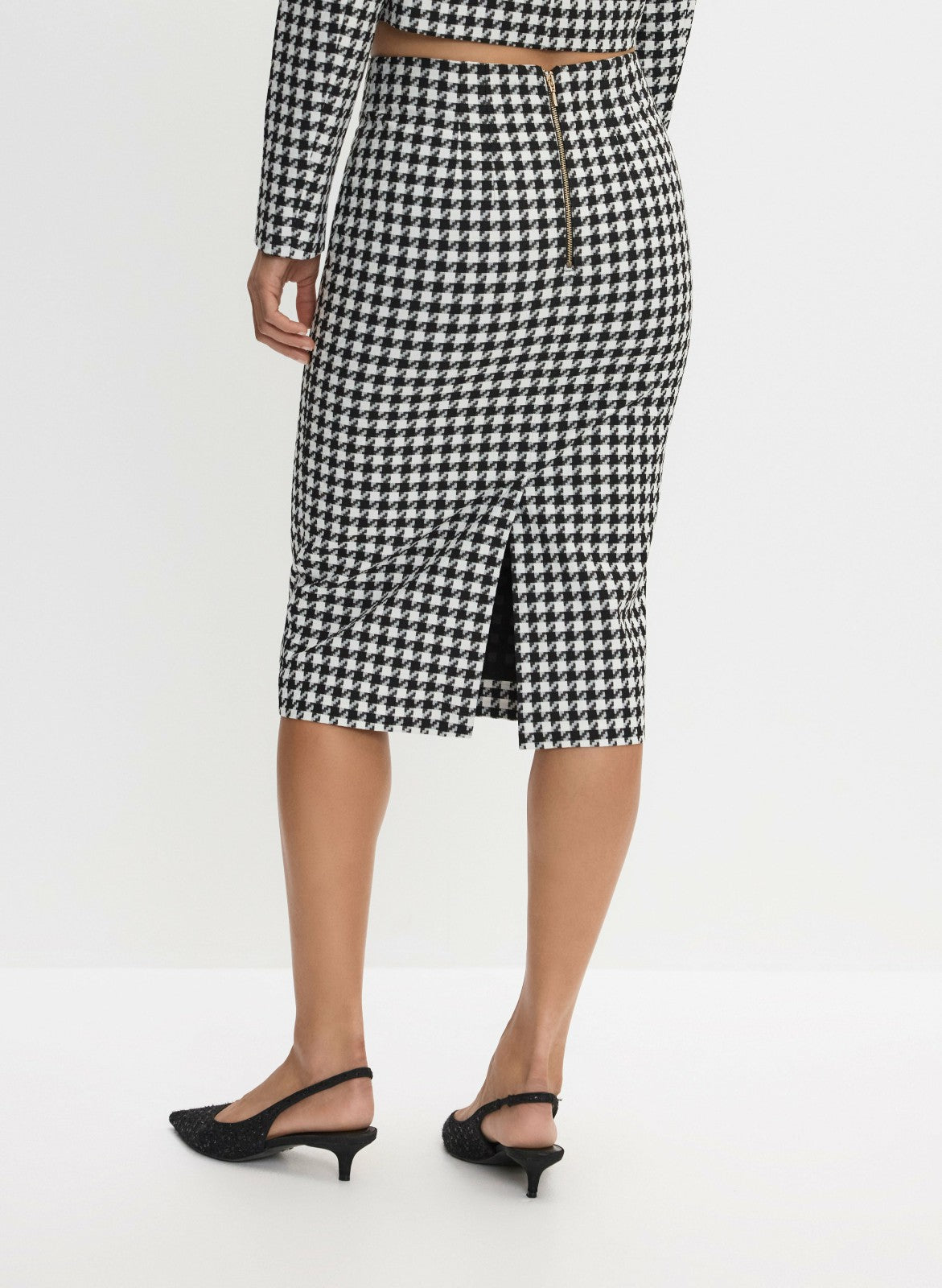Women Houndstooth Print Pencil Skirt Black & White | Melanie Lyne